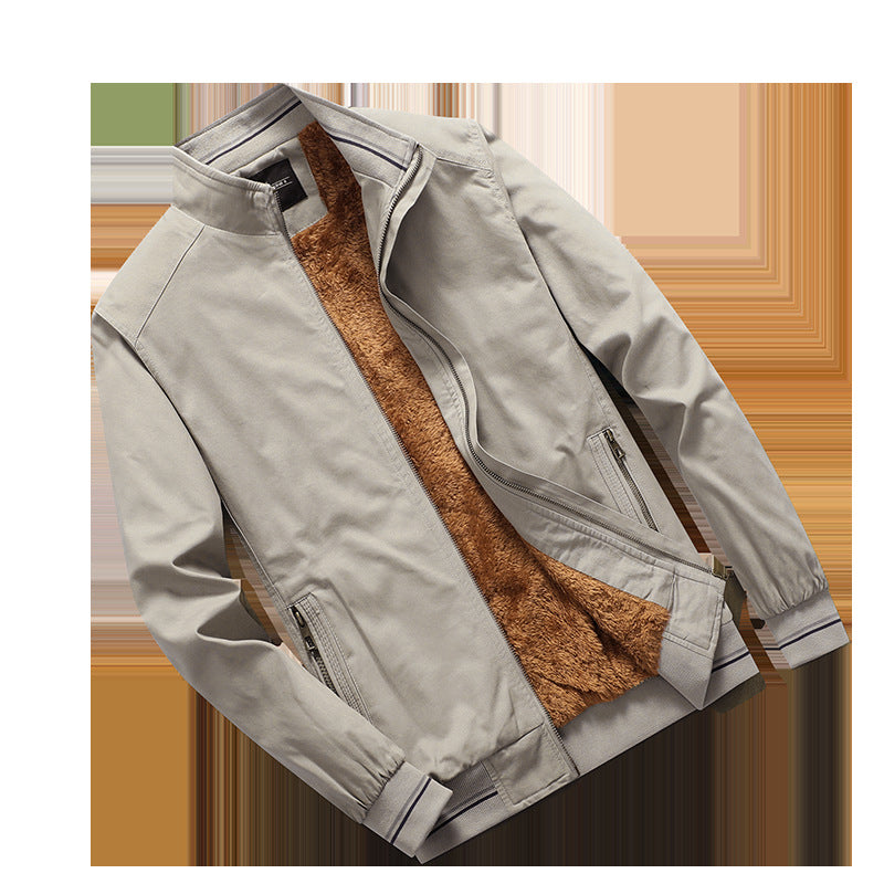 STAND COLLAR FLEECE LINED COAT