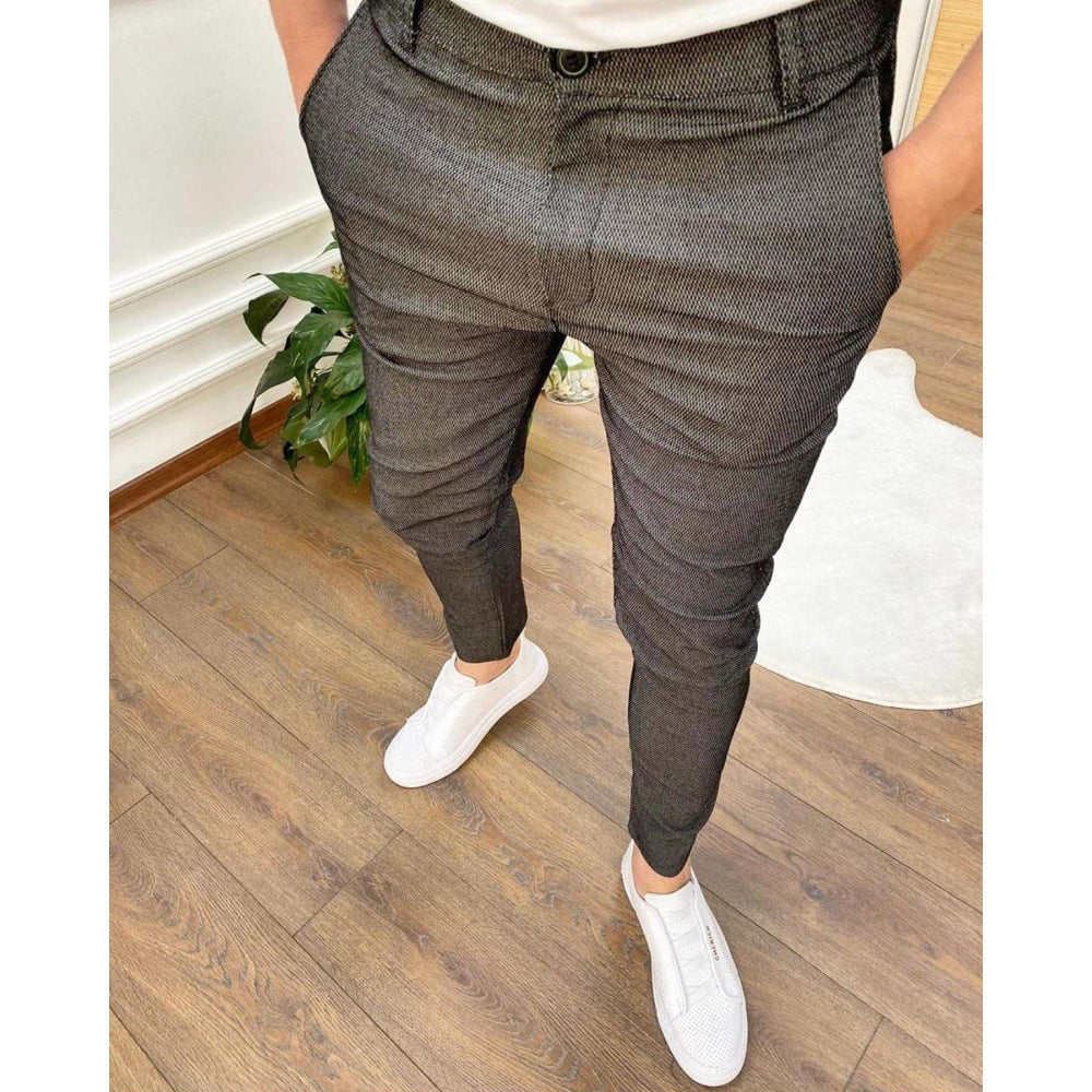 Textured Button Casual Pants