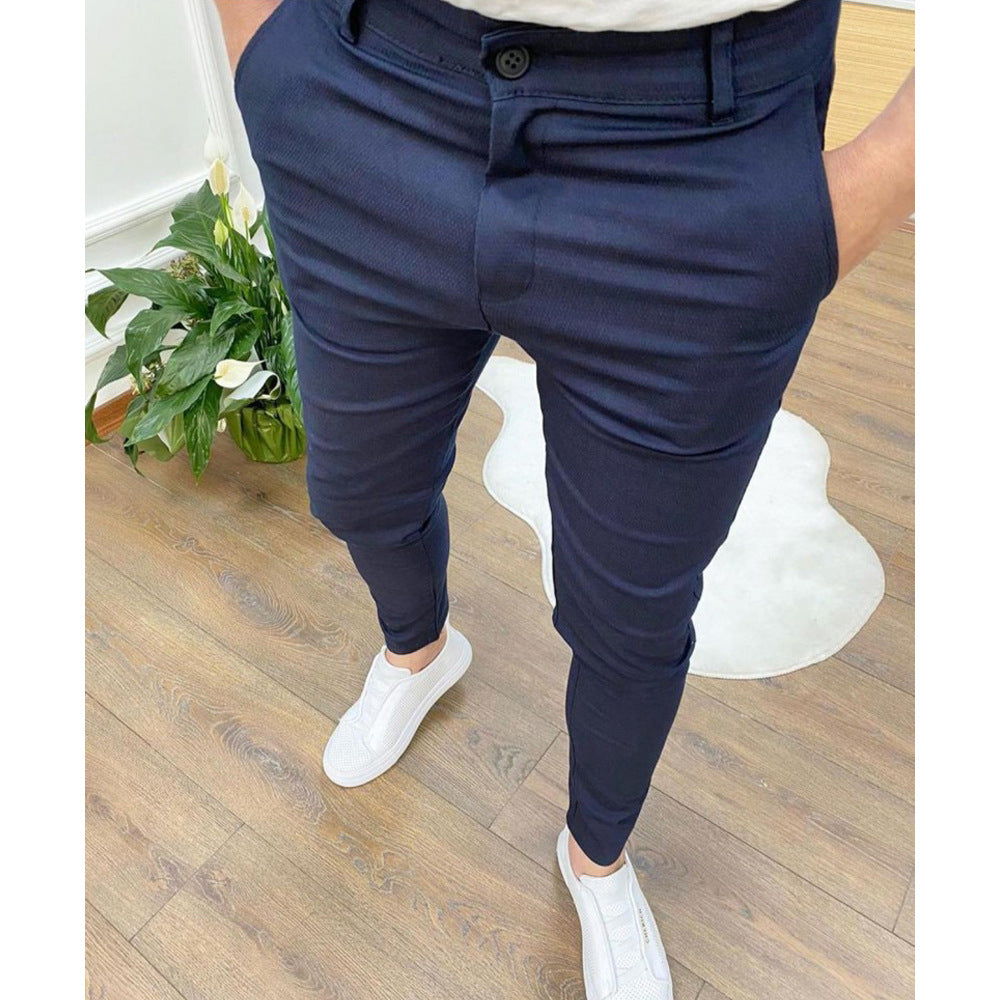 Textured Button Casual Pants