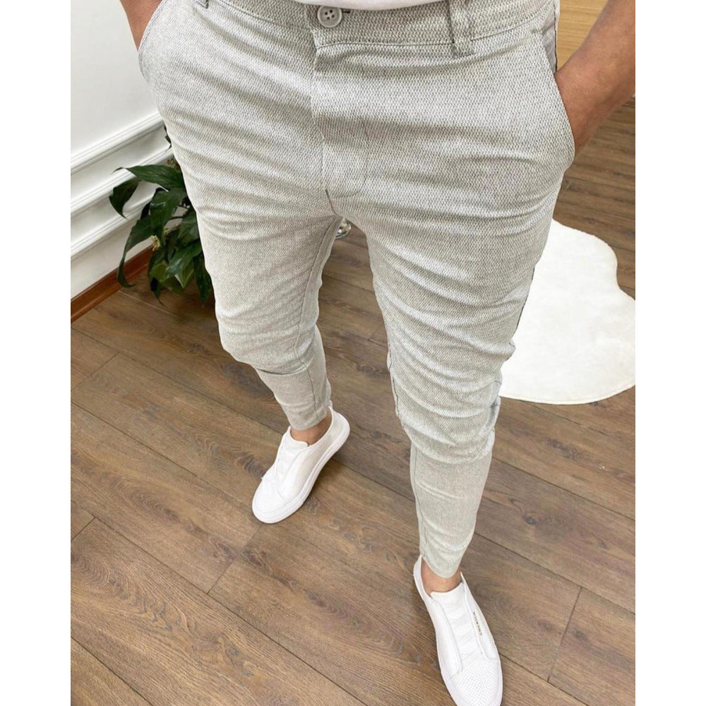 Textured Button Casual Pants