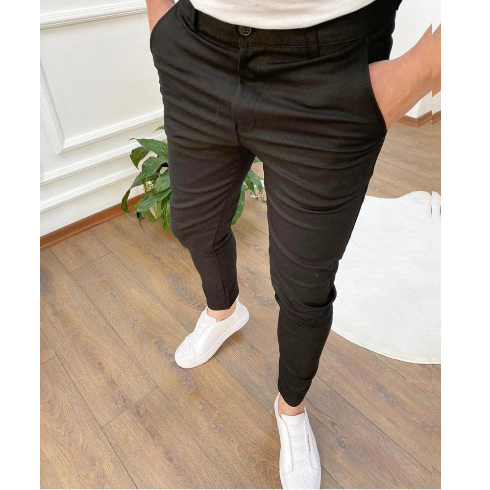 Textured Button Casual Pants