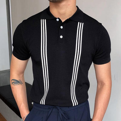 CASUAL STRIPED POLO T-SHIRT