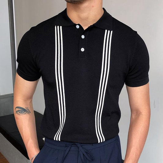 CASUAL STRIPED POLO T-SHIRT