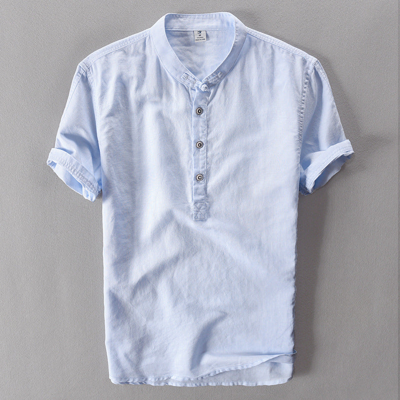 LINEN COTTON SHORT-SLEEVE SHIRT