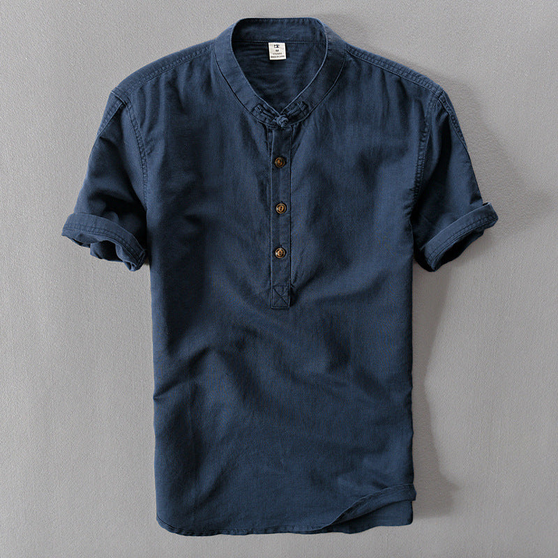 LINEN COTTON SHORT-SLEEVE SHIRT