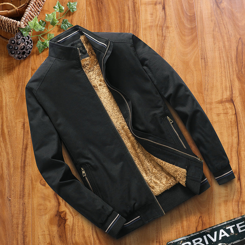 STAND COLLAR FLEECE LINED COAT