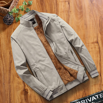 STAND COLLAR FLEECE LINED COAT