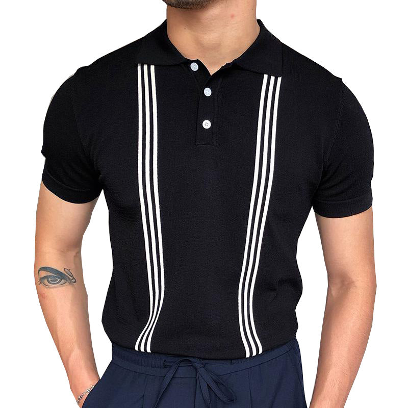 CASUAL STRIPED POLO T-SHIRT