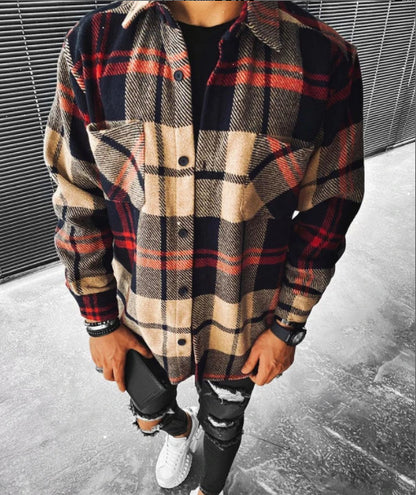 Plaid Pocket Long Sleeve Shirt