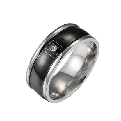 Stainless Steel Men's Diamond Ring