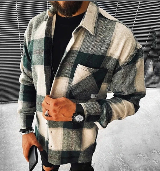 Plaid Pocket Long Sleeve Shirt